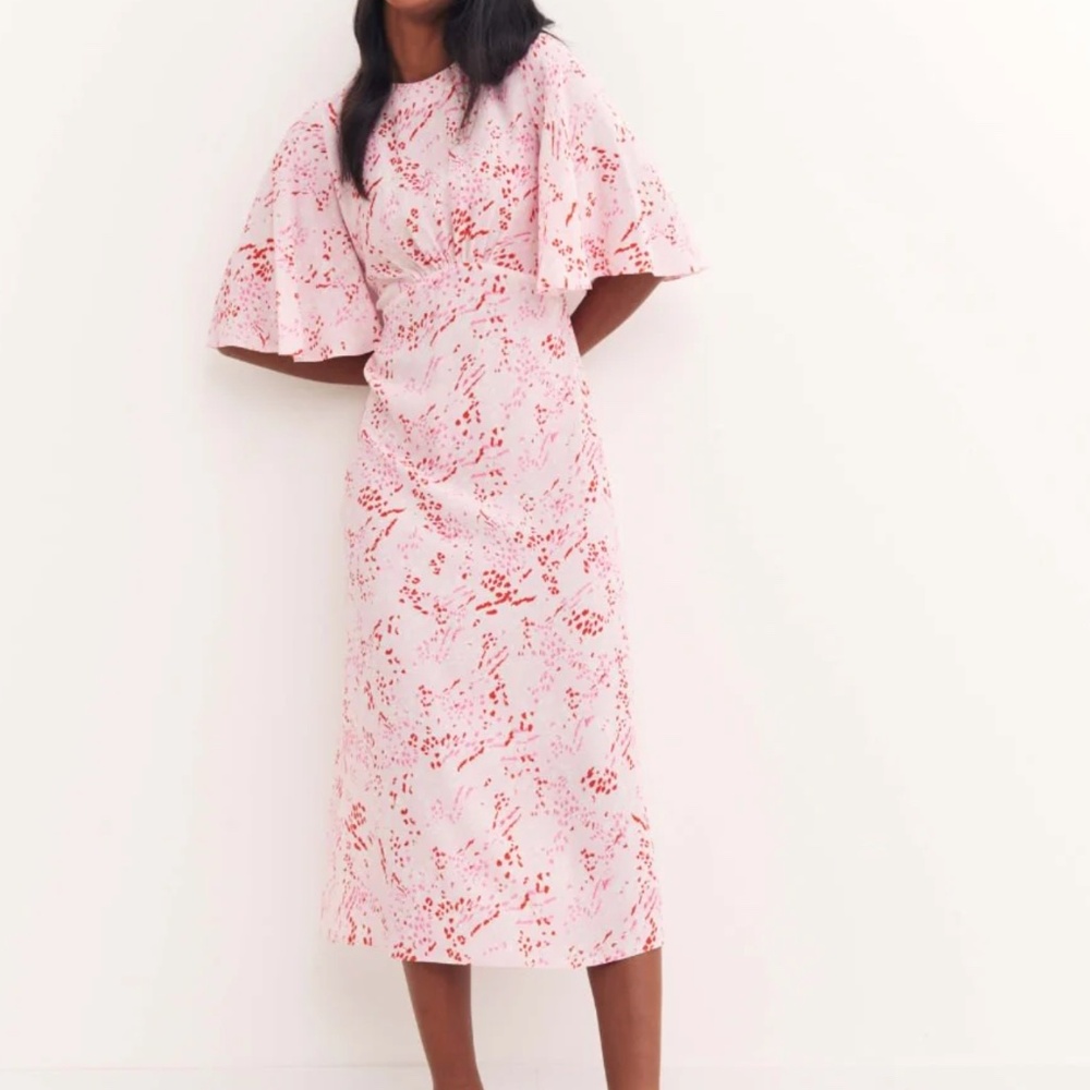 Nobody's Child Eva Pink Leopard Print Midi Dress Size 6 NWT